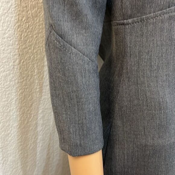 Zara Woman Dress Sz Small Gray 3/4 Sleeve Midi Button Accent Zipper Back Fitted - Picture 9 of 11